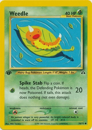 Pokemon - Weedle - 70/75 - Common 1st Edition - Neo Discovery Series - Top CollectiblesCollectible CardsPokémon