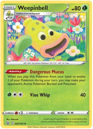 Pokemon - Weepinbell - 002/163 - Uncommon - Sword &amp; Shield: Battle Styles Singles - Top CollectiblesCollectible CardsPokémon