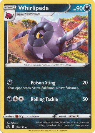 Pokemon - Whirlipede - 106/198 - Uncommon - Sword &amp; Shield: Chilling Reign Series - Top CollectiblesCollectible CardsPokémon