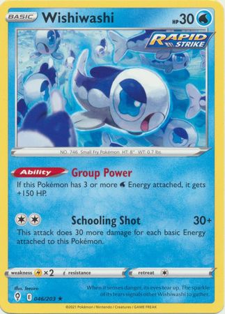 Pokemon - Wishiwashi - 046/203 - Rare - Sword &amp; Shield: Evolving Skies Series - Top CollectiblesCollectible CardsPokémon