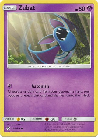 Pokemon - Zubat - 54/149 - Common - Sun & Moon: Base Set Series Top Collectibles Pokemon - Zubat - 54/149 - Common - Sun & Moon: Base Set Series Top Collectibles