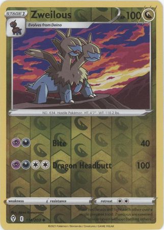 Pokemon - Zweilous - 114/203 - Uncommon Reverse Holo - Sword &amp; Shield: Evolving Skies Series - Top CollectiblesCollectible CardsPokémon