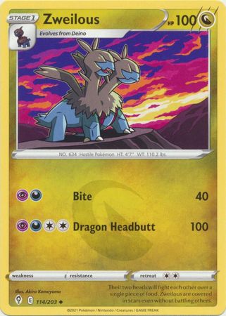 Pokemon - Zweilous - 114/203 - Uncommon - Sword &amp; Shield: Evolving Skies Series - Top CollectiblesCollectible CardsPokémon