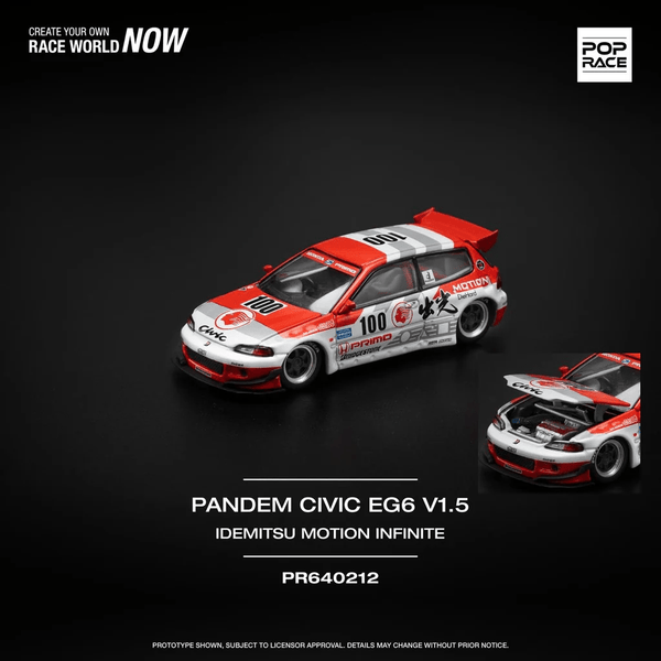 Pop Race - Honda Civic (EG6) Pandem V1.5 - Idemitsu Motion Infinite - Top CollectiblesDiecastPop Race