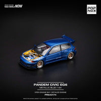 Pop Race - Honda Civic (EG6) Pandem w/ Open Hood - Metallic Blue *Pre - Order* - Top CollectiblesDiecastPop Race