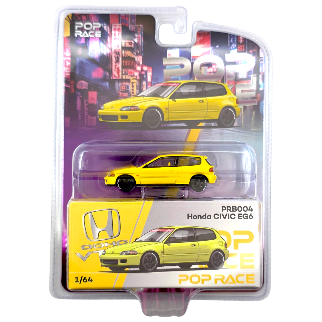 Pop Race - Honda Civic EG6 Yellow *Vancouver 2026 Edition* - Top CollectiblesDiecastPop Race