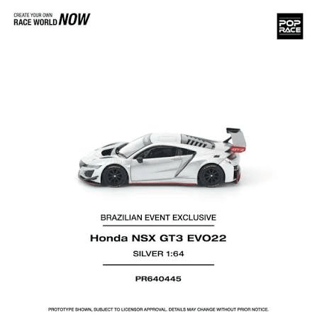 Pop Race - Honda NSX GT3 EVO22 - Silver *Brazilian Event Exclusive* - Top CollectiblesDiecastPop Race