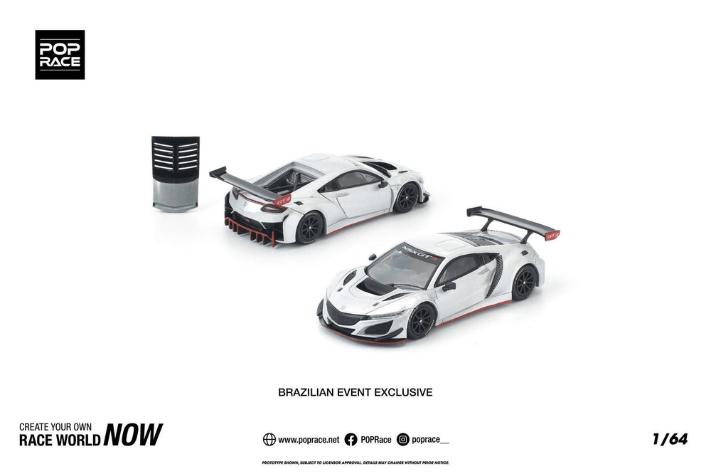 Pop Race - Honda NSX GT3 EVO22 - Silver *Brazilian Event Exclusive* - Top CollectiblesDiecastPop Race