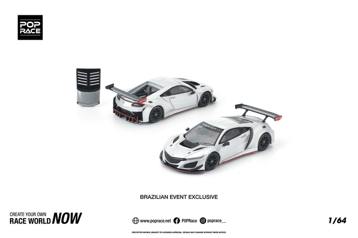 Pop Race - Honda NSX GT3 EVO22 - Silver *Brazilian Event Exclusive* - Top CollectiblesDiecastPop Race