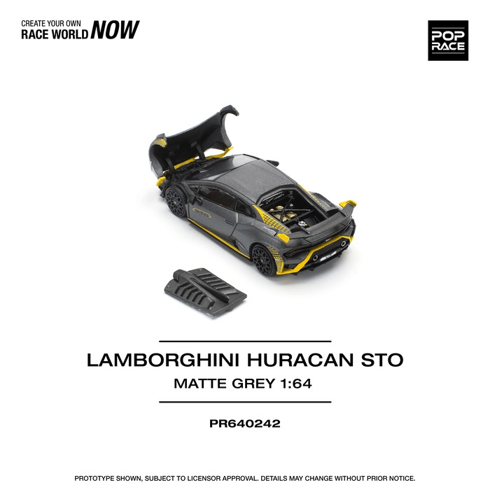 Pop Race - Lamborghini Huracan STO - Matte Grey - Top CollectiblesDiecastPop Race