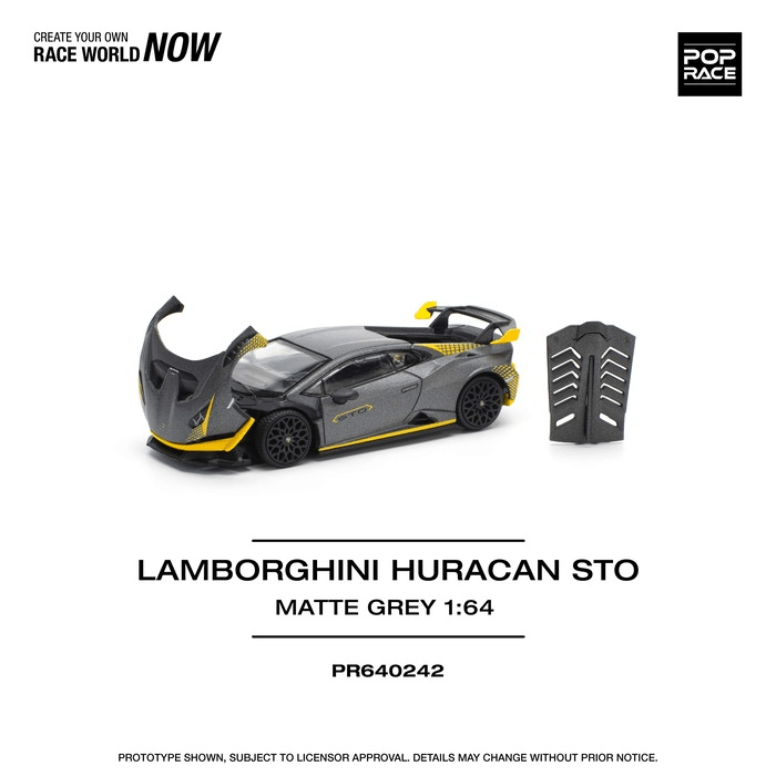 Pop Race - Lamborghini Huracan STO - Matte Grey - Top CollectiblesDiecastPop Race