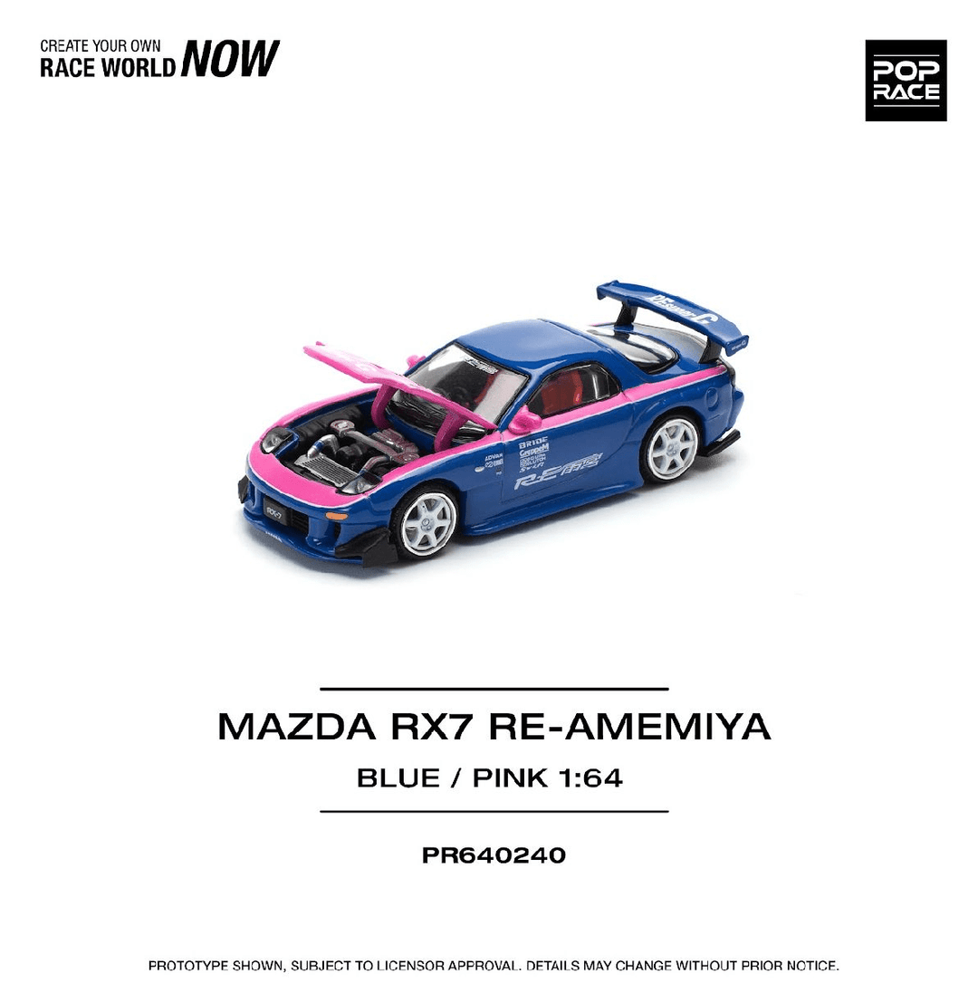 Pop Race - Mazda RX - 7 Re - Amemiya - Blue / Pink - Top CollectiblesDiecastPop Race