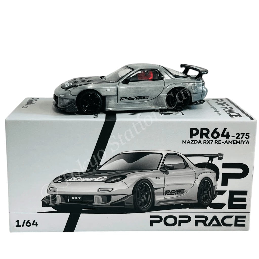 Pop Race - Mazda RX-7 Re-Amemiya Widebody - Silver *Japan Minicar A Gogo !! Exlusive* - Top CollectiblesDiecastPop Race