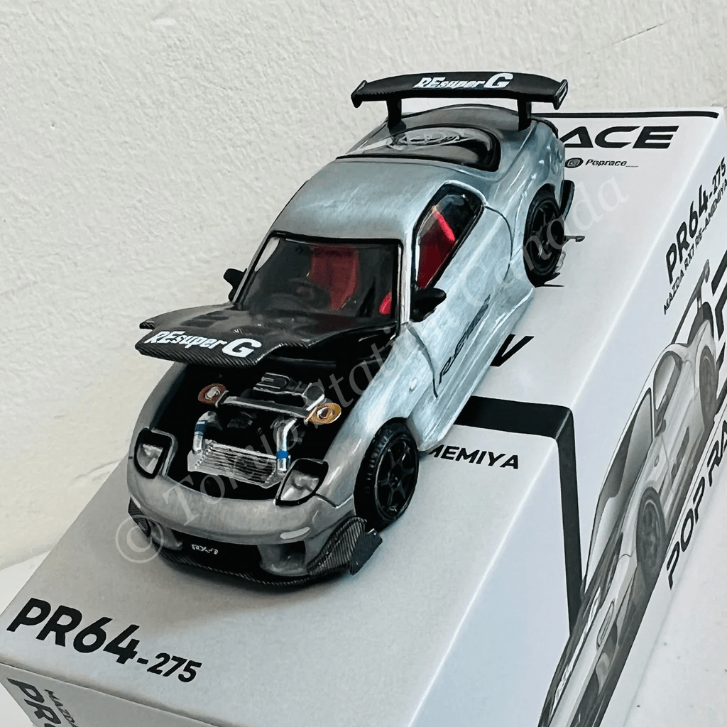 Pop Race - Mazda RX - 7 Re - Amemiya Widebody - Silver *Japan Minicar A Gogo !! Exlusive* - Top CollectiblesDiecastPop Race