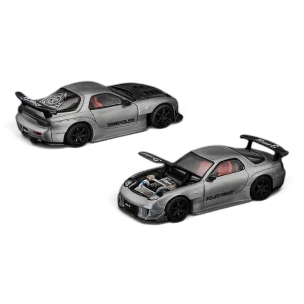 Pop Race - Mazda RX-7 Re-Amemiya Widebody - Silver *Japan Minicar A Gogo !! Exlusive* - Top CollectiblesDiecastPop Race
