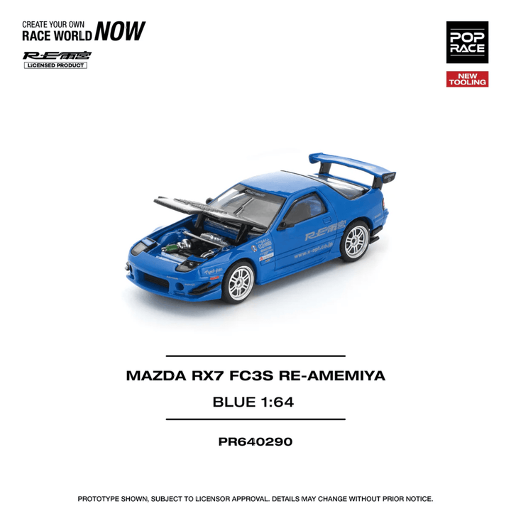 Pop Race - Mazda RX7 (FC3S) RE - AMEMIYA - Blue - Top CollectiblesDiecastPop Race