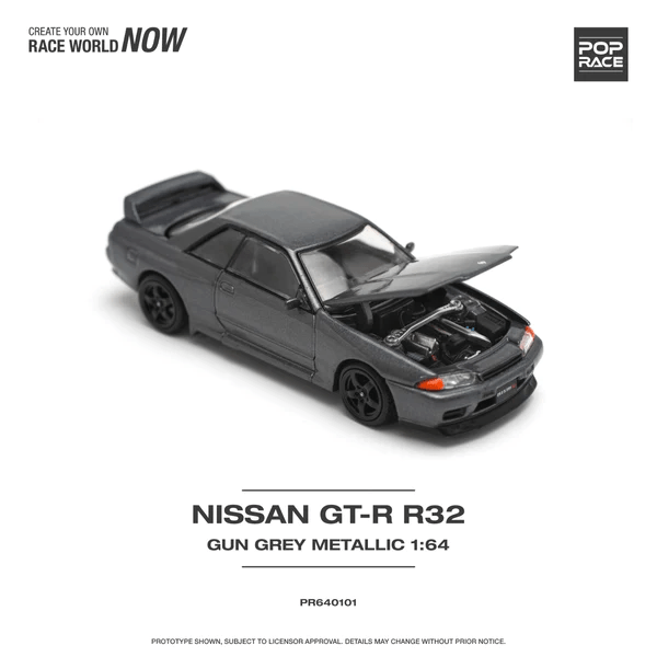 Pop Race - Nissan Skyline GT - R R32 - Gun Grey Metallic *Pre - Order* - Top CollectiblesDiecastPop Race