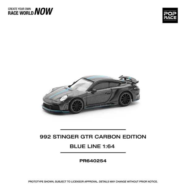 Pop Race - Porsche 911 (992) Stinger GTR - Carbon Edition (Blue Line) - Top CollectiblesDiecastPop Race