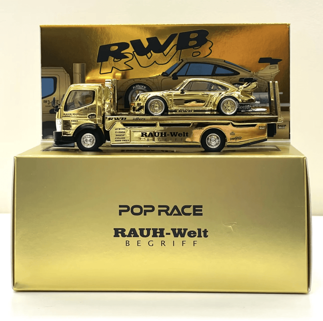 Pop Race - RWB 930 and Fuso Truck Gold Set *HEC 2026 Exclusive* - Top CollectiblesDiecastPop Race