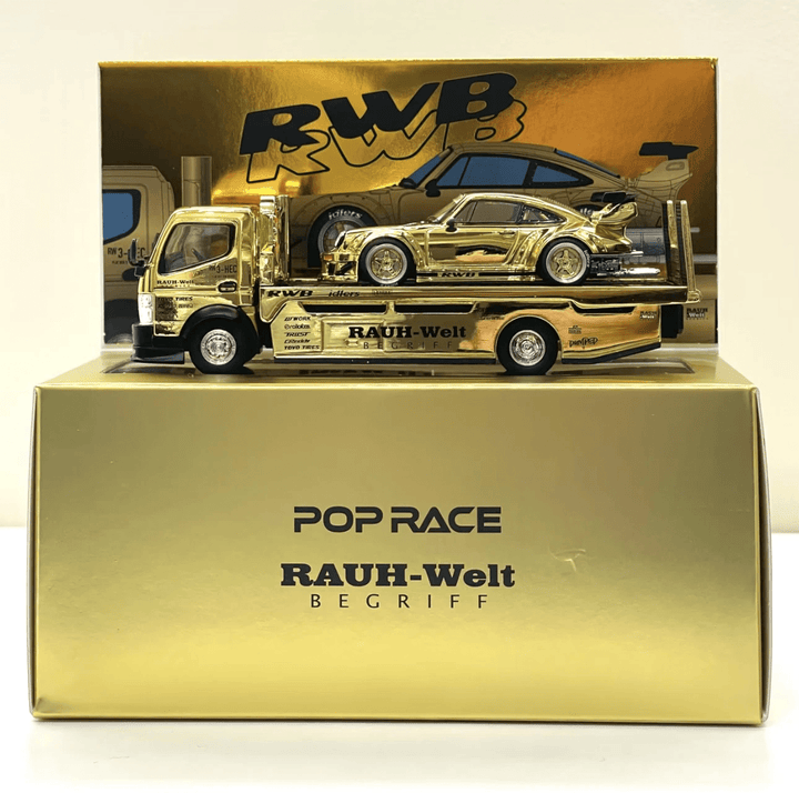Pop Race - RWB 930 and Fuso Truck Gold Set *HEC 2026 Exclusive* - Top CollectiblesDiecastPop Race
