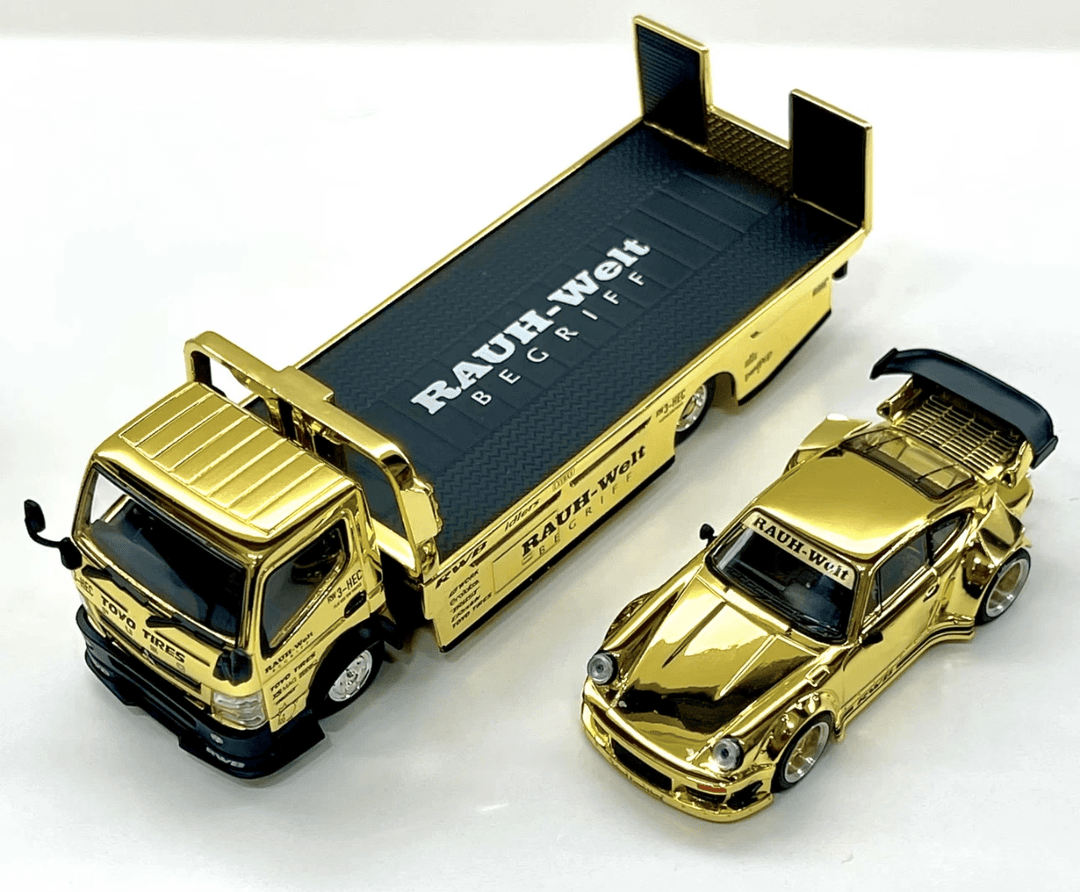 Pop Race - RWB 930 and Fuso Truck Gold Set *HEC 2026 Exclusive* - Top CollectiblesDiecastPop Race