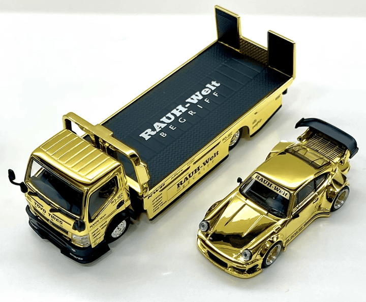 Pop Race - RWB 930 and Fuso Truck Gold Set *HEC 2026 Exclusive* - Top CollectiblesDiecastPop Race