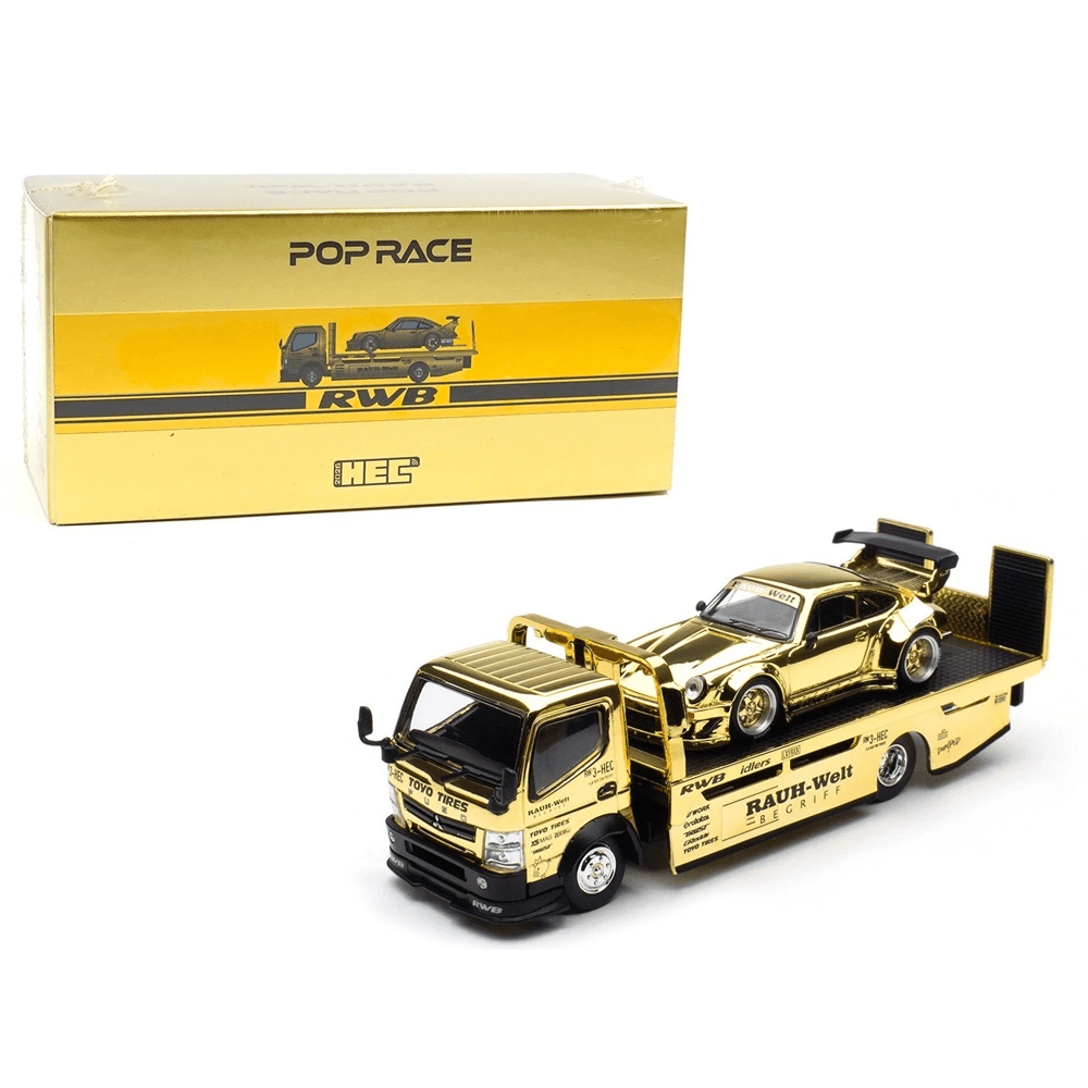 Pop Race - RWB 930 and Fuso Truck Gold Set *HEC 2026 Exclusive* - Top CollectiblesDiecastPop Race
