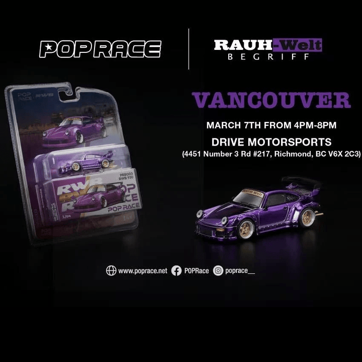 Pop Race - RWB 930 Purple Chrome *Vancouver 2026 Edition* - Limit 2 Per Customer - Top CollectiblesDiecastPop Race