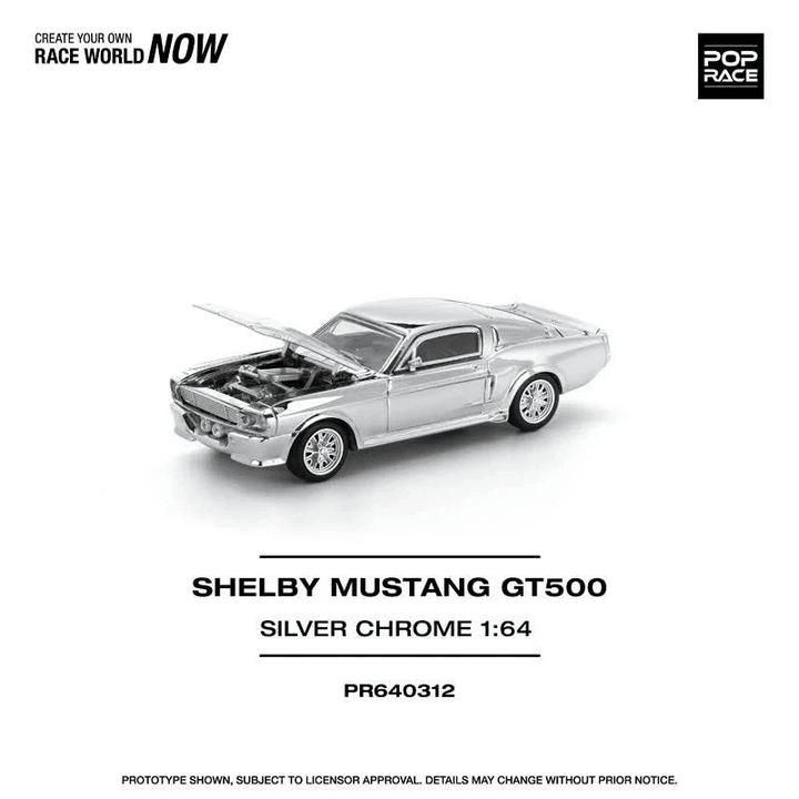 Pop Race - Shelby Mustang GT500 - Silver Chrome - Top CollectiblesDiecastPop Race