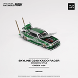 Pop Race - Skyline C210 Kaido Racer "Bosozuku Style" - Silver / Green *Pre - Order* - Top CollectiblesDiecastPop Race