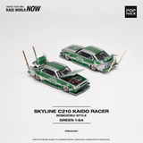 Pop Race - Skyline C210 Kaido Racer "Bosozuku Style" - Silver / Green *Pre - Order* - Top CollectiblesDiecastPop Race