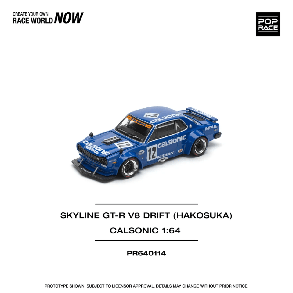 Pop Race - Skyline GT-R V8 Drift (Hakosuka) - Calsonic - Top CollectiblesDiecastPop Race