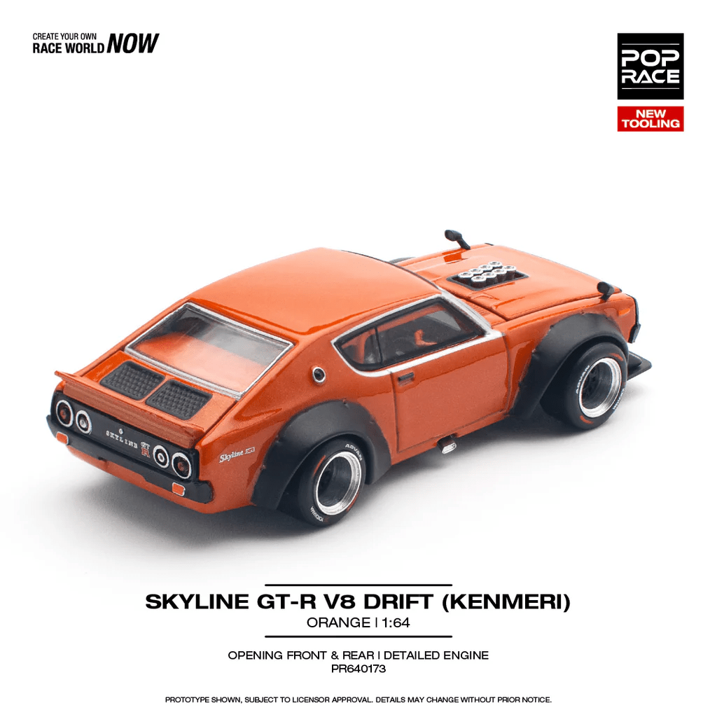 Pop Race - Skyline GT - R V8 Drift (Kenmeri) - Orange - Top CollectiblesDiecastPop Race