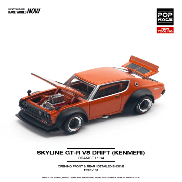 Pop Race - Skyline GT - R V8 Drift (Kenmeri) - Orange - Top CollectiblesDiecastPop Race