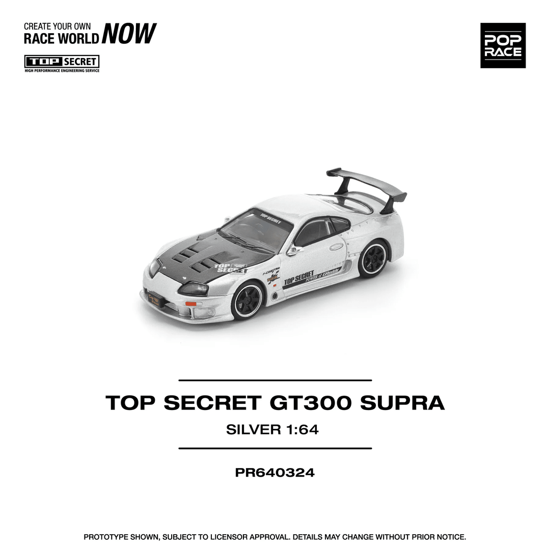 Pop Race - Top Secret GT300 Supra - Silver - Top CollectiblesDiecastPop Race