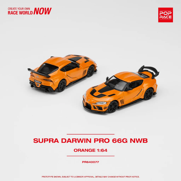 Pop Race - Toyota Supra Darwin Pro 66G NWB - Orange - Top CollectiblesDiecastPop Race