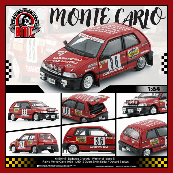 *Pre - Order* BM Creations - Daihatsu Charade - Winner of (Class 3) Rallye Monte Carlo 1988 - LHD (2 Dr) Erwin Keller / Oswald Backes - Top CollectiblesDiecastBM Creations