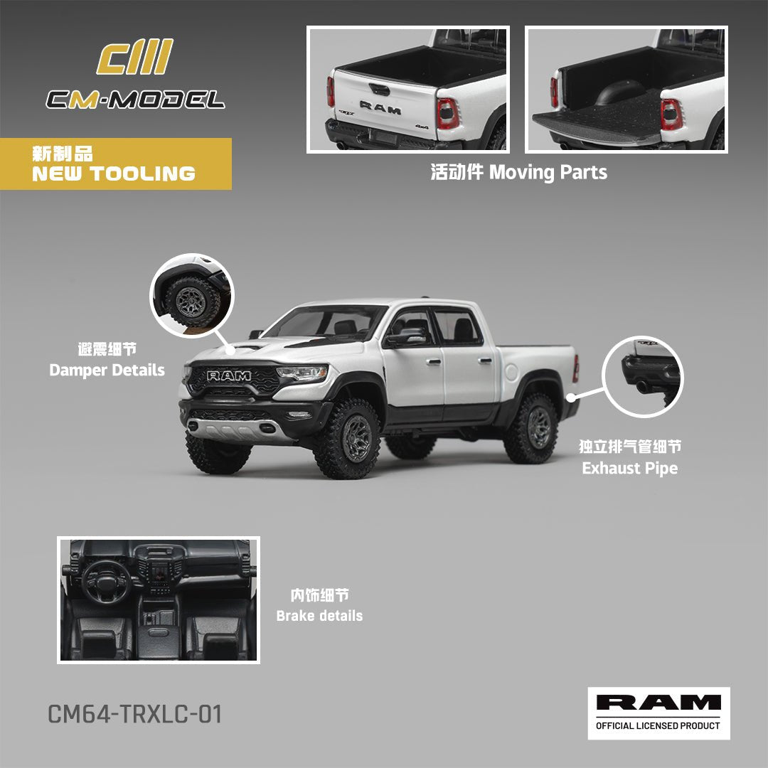 *Pre-Order* CM Model - 2024 Ram 1500 TRX 6.2L Supercharged V8 – Final Edition Stellantis Diamond White Crystal Pearl - Top CollectiblesDiecastCM Model