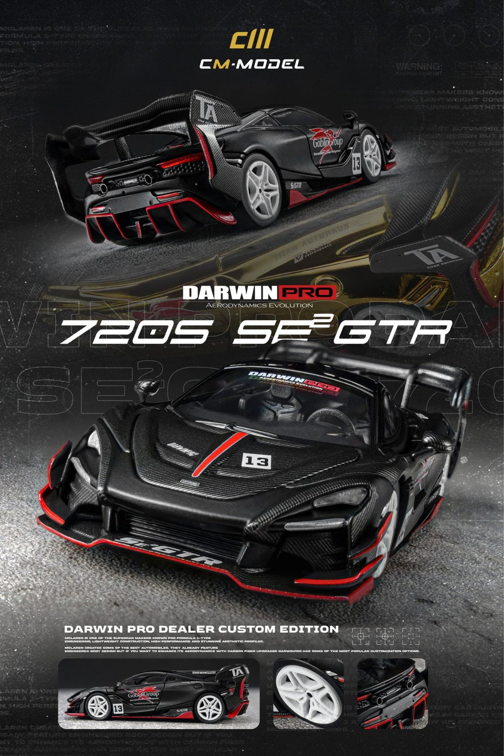 *Pre-Order* CM Model - DarwinPro 720SeGTR Matt Black Special Limited Edition - Top CollectiblesDiecastCM Model