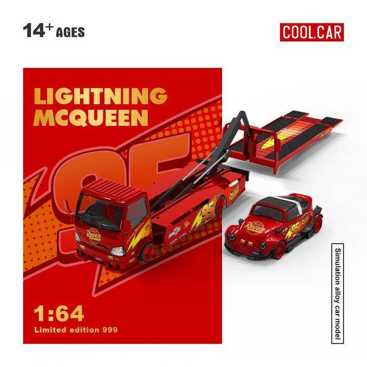*Pre - Order* Cool Car - Hino H300 Flatbed Trailer &amp; Volkswagen Beetle Targa RWB - Lightning McQueen - Top CollectiblesDiecastCool Car