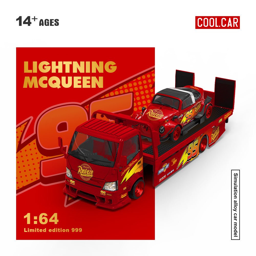 *Pre - Order* Cool Car - Hino H300 Flatbed Trailer &amp; Volkswagen Beetle Targa RWB - Lightning McQueen - Top CollectiblesDiecastCool Car