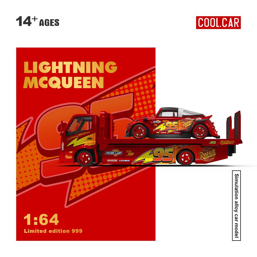 *Pre - Order* Cool Car - Hino H300 Flatbed Trailer & Volkswagen Beetle Targa RWB - Lightning McQueen - Top CollectiblesDiecastCool Car