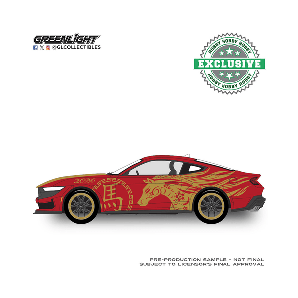 *Pre - Order* Greenlight - 2024 Ford Mustang Dark Horse – Chinese Zodiac 2026 Year of the Horse – Hobby Exclusive - Top CollectiblesDiecastGreenlight