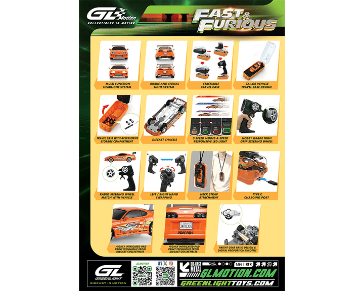 *Pre-Order* Greenlight - RC The Fast &amp; The Furious 1994 Toyota Supra “Brian’s Supra” Combo Set - Greenlight Motion Series - Top CollectiblesDiecastGreenlight