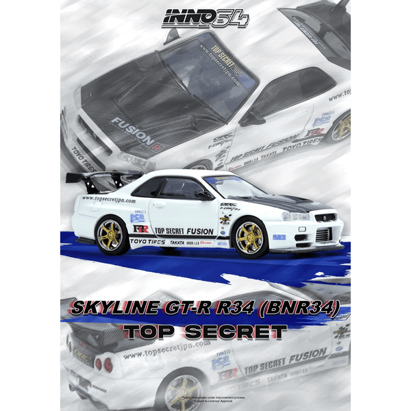 *Pre - Order* INNO64 - Nissan Skyline GT - R (R34) Top Secret - White - Top CollectiblesDiecastINNO64
