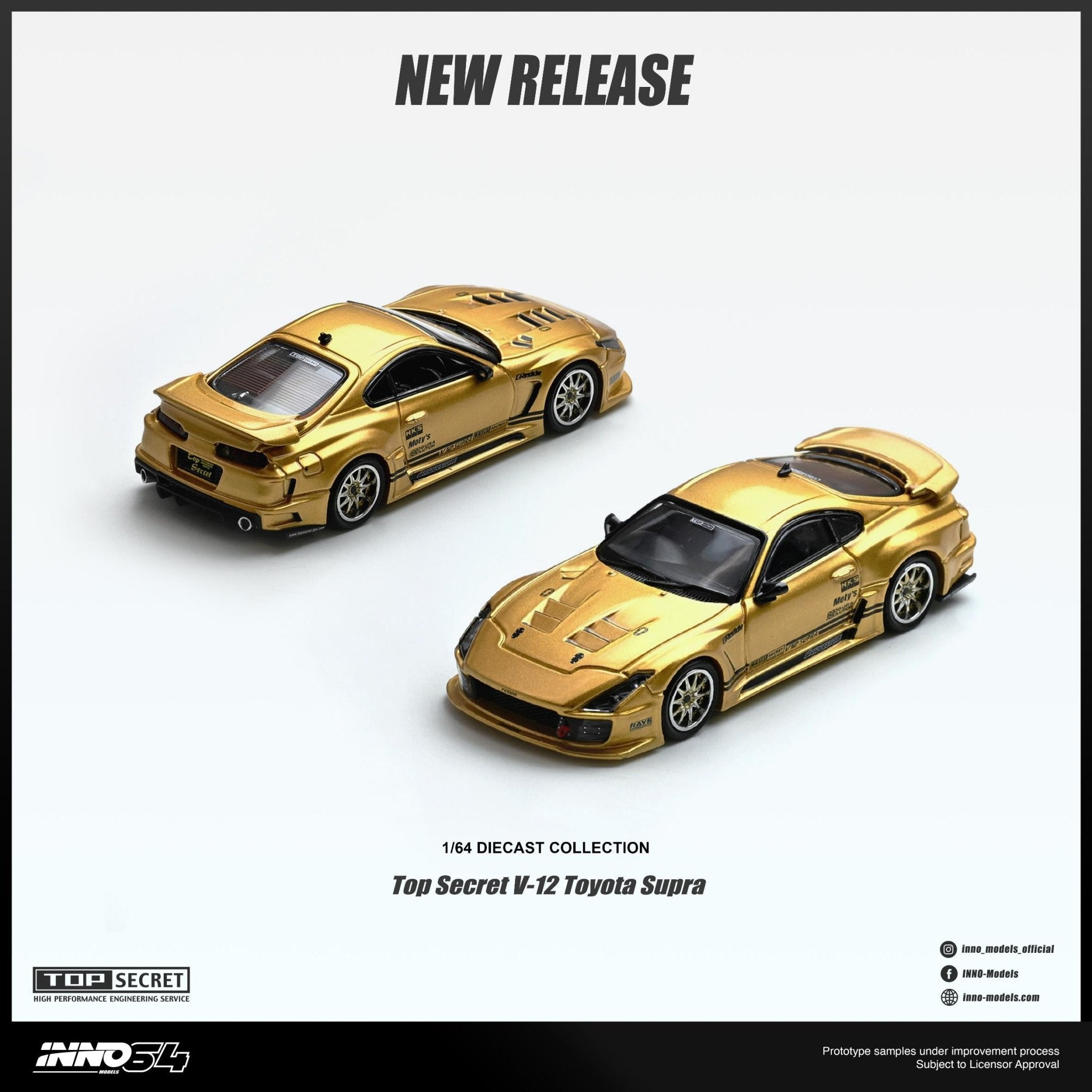イノモデル 1/64 R34&SUPRA TOP SECRET TASKL25 Pre-Order* INNO64 - Top Secret V12 Supra - Gold – Top Collectibles