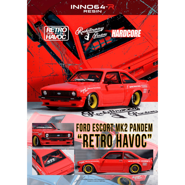 *Pre - Order* INNO64R - Ford Escort MK2 Pandem "Emotion" - Retro Havoc Red *Resin* - Top CollectiblesDiecastINNO64
