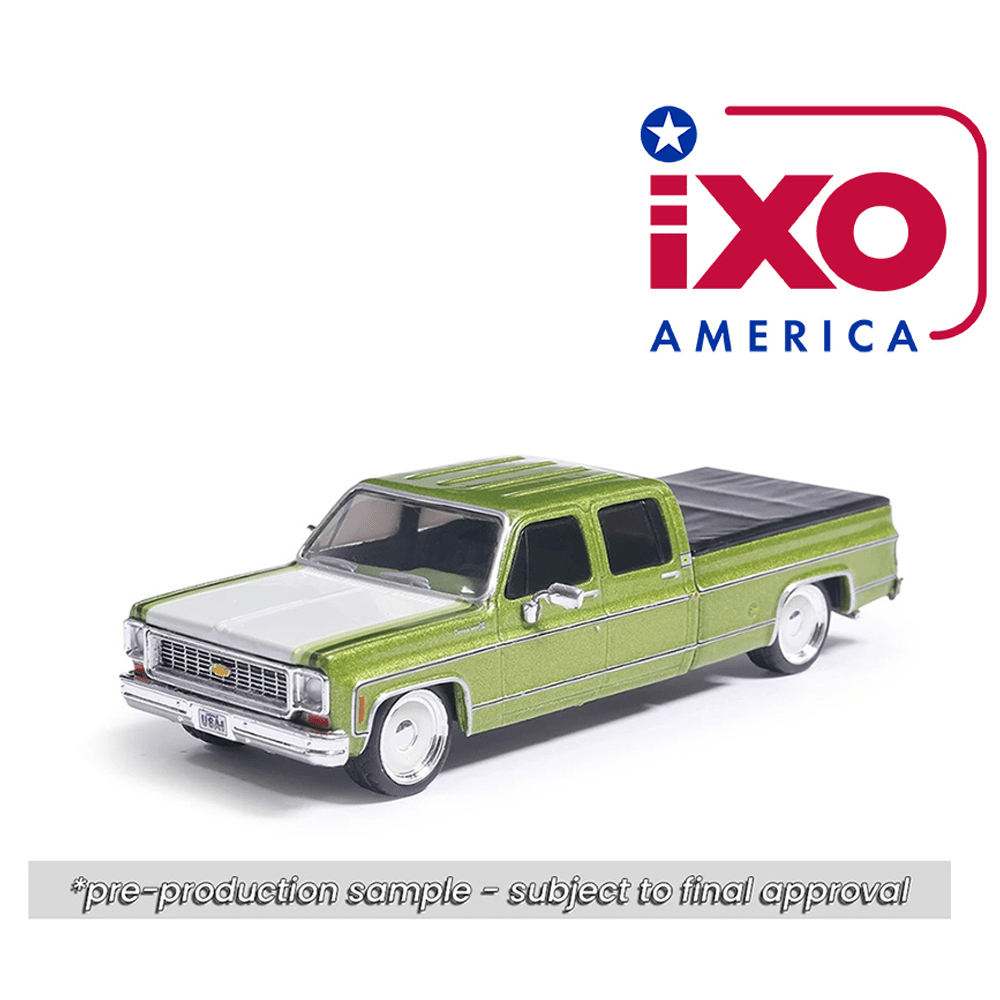 *Pre-Order* IXO Models - 1974 Chevrolet Cheyenne Super C10 Crew Cab Fleetside – Lime Green Metallic – Lowered – Limited Edition - Top CollectiblesDiecastIXO Models