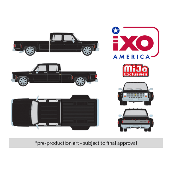 *Pre - Order* IXO Models - 1980 Chevrolet Silverado C30 Crew Cab Dually Lowered – Black – Limited Edition – Mijo Exclusives - Top CollectiblesDiecastIXO Models