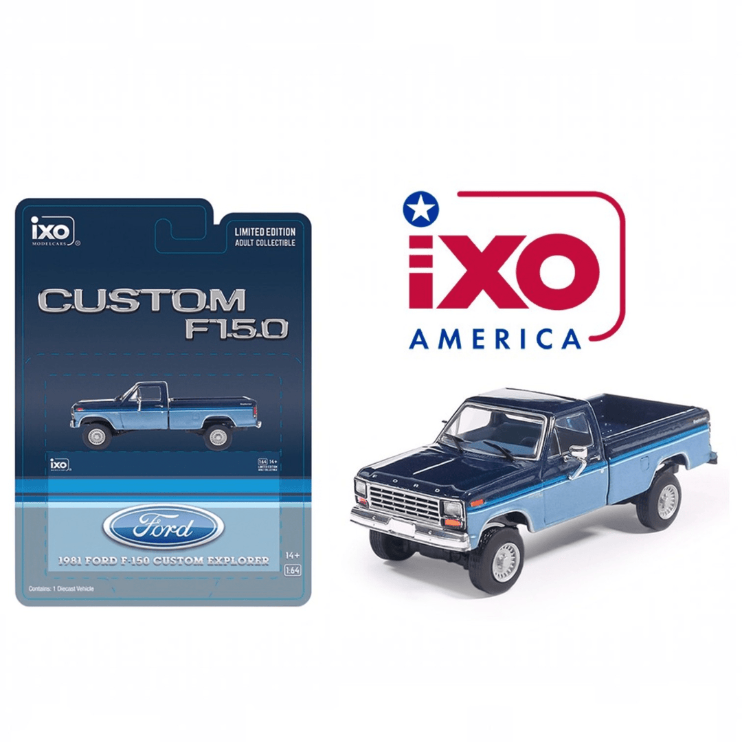 *Pre-Order* IXO Models - 1981 Ford F-150 Custom Explorer Short Bed Styleside 4×2 – Two-Tone Midnight Blue Metallic and Medium Blue Glow – Limited Edition - Top CollectiblesDiecastIXO Models
